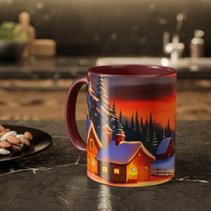 Christmas Winter Colorful Mugs - Festive Ceramic Red Mug - Dipaliz - 11oz / Maroon