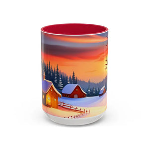 Christmas Winter Colorful Mugs - Festive Ceramic Red Mug - Dipaliz - 15oz