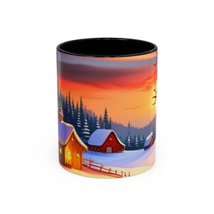 Christmas Winter Colorful Mugs - Festive Ceramic Red Mug - Dipaliz - 11oz / Black
