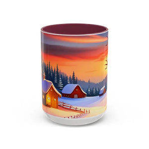 Christmas Winter Colorful Mugs - Festive Ceramic Red Mug - Dipaliz - 15oz / Maroon