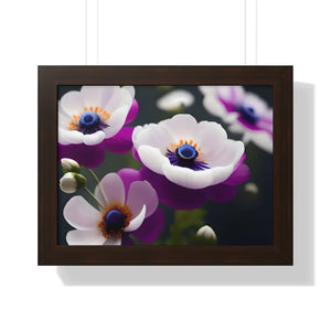Anemone Flowers Gallery Canvas Wraps Framed Horizontal Poster Dipaliz - 16″ x 12″ / Walnut - Posters Prints & Visual