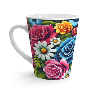 Floral Latte Mug - 12oz Ceramic Colored Flowers - Dipaliz - Mugs