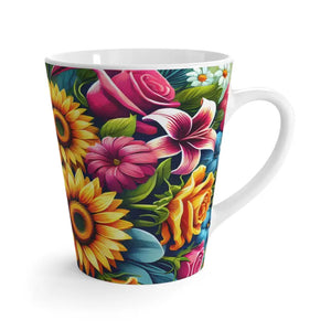 Mug - Ceramic Latte with Bright Colored Flowers - Dipaliz 12oz