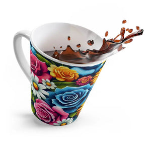 Ceramic Latte Mug with Bright Colored Flowers - Dipaliz - 12oz - Mugs