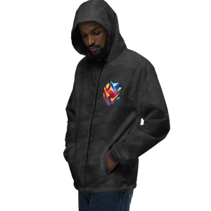 Geometric Pattern Zip Jacket Water Resistant - Dipaliz - Windbreakers