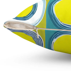 Vibrant Circles Abstract Pillow - Spun Polyester Square - Dipaliz - Throw Pillows
