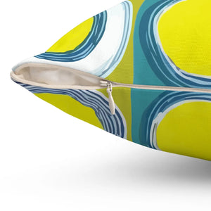 Vibrant Circles Abstract Pillow - Spun Polyester Square - Dipaliz - Throw Pillows