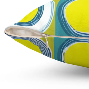 Vibrant Circles Abstract Pillow - Spun Polyester Square - Dipaliz - Throw Pillows