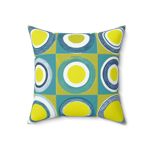 Vibrant Circles Abstract Pillow - Spun Polyester Square - Dipaliz - Throw Pillows