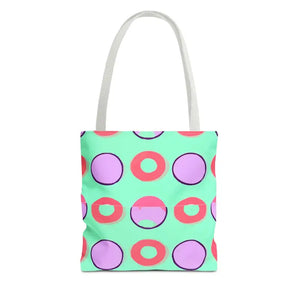 Colorful Circular Pattern Cyan Print Tote Bag - Dipaliz - 13’’ × / White - Bags