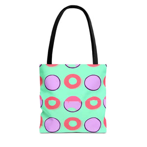Colorful Circular Pattern Cyan Print Tote Bag - Dipaliz - 13’’ × / Black - Bags