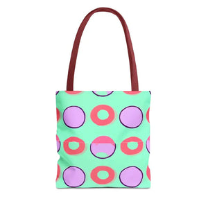 Colorful Circular Pattern Cyan Print Tote Bag - Dipaliz - 13’’ × / Red - Bags