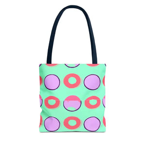 Colorful Circular Pattern Cyan Print Tote Bag - Dipaliz - 13’’ × / Navy - Bags