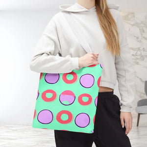 Colorful Circular Pattern Cyan Print Tote Bag - Dipaliz - 16’’ × / White - Bags