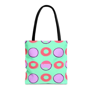 Colorful Circular Pattern Cyan Print Tote Bag - Dipaliz - 16’’ × / Black - Bags