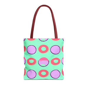 Colorful Circular Pattern Cyan Print Tote Bag - Dipaliz - 16’’ × / Red - Bags