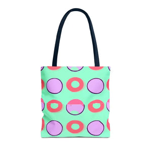 Colorful Circular Pattern Cyan Print Tote Bag - Dipaliz - 16’’ × / Navy - Bags
