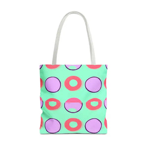 Colorful Circular Pattern Cyan Print Tote Bag - Dipaliz - 18’’ × / White - Bags