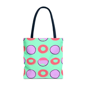 Colorful Circular Pattern Cyan Print Tote Bag - Dipaliz - 18’’ × / Navy - Bags