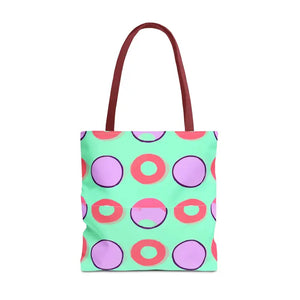 Colorful Circular Pattern Cyan Print Tote Bag - Dipaliz - 18’’ × / Red - Bags