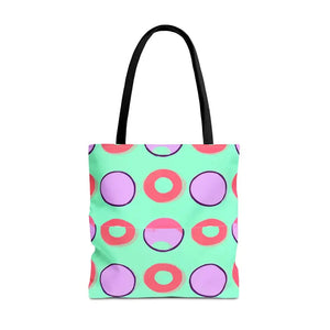 Colorful Circular Pattern Cyan Print Tote Bag - Dipaliz - 18’’ × / Black - Bags