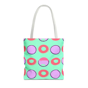 Colorful Circular Pattern Cyan Print Tote Bag - Dipaliz - Bags