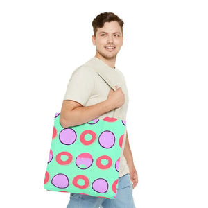 Colorful Circular Pattern Cyan Print Tote Bag - Dipaliz - Bags