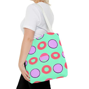 Colorful Circular Pattern Cyan Print Tote Bag - Dipaliz - Bags