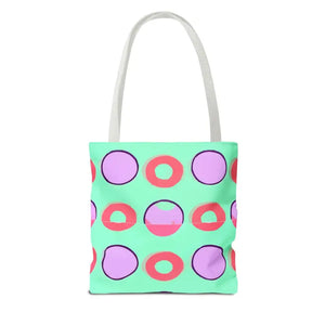 Colorful Circular Pattern Cyan Print Tote Bag - Dipaliz - Bags