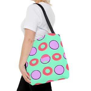 Colorful Circular Pattern Cyan Print Tote Bag - Dipaliz - Bags