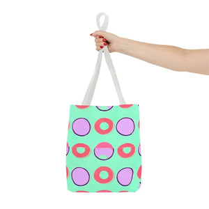 Colorful Circular Pattern Cyan Print Tote Bag - Dipaliz - Bags