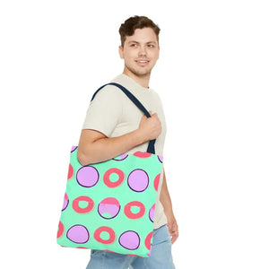 Colorful Circular Pattern Cyan Print Tote Bag - Dipaliz - Bags