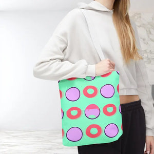 Colorful Circular Pattern Cyan Print Tote Bag - Dipaliz - Bags