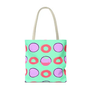 Colorful Circular Pattern Cyan Print Tote Bag - Dipaliz - Bags
