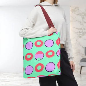 Colorful Circular Pattern Cyan Print Tote Bag - Dipaliz - Bags
