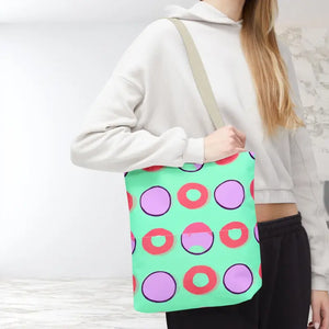 Colorful Circular Pattern Cyan Print Tote Bag - Dipaliz - Bags