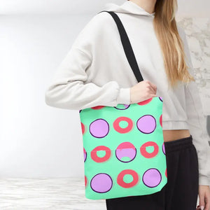 Colorful Circular Pattern Cyan Print Tote Bag - Dipaliz - Bags
