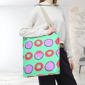 Colorful Circular Pattern Cyan Print Tote Bag - Dipaliz - Bags