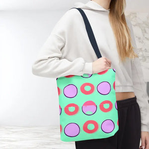 Colorful Circular Pattern Cyan Print Tote Bag - Dipaliz - Bags