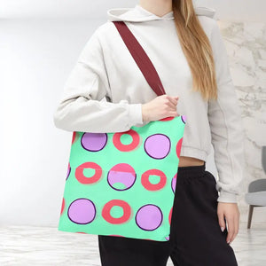 Colorful Circular Pattern Cyan Print Tote Bag - Dipaliz - Bags