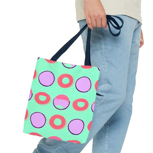 Colorful Circular Pattern Cyan Print Tote Bag - Dipaliz - Bags