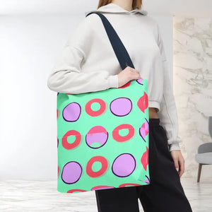 Colorful Circular Pattern Cyan Print Tote Bag - Dipaliz - Bags