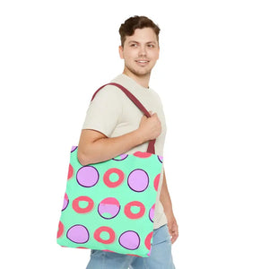 Colorful Circular Pattern Cyan Print Tote Bag - Dipaliz - Bags