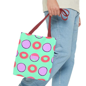 Colorful Circular Pattern Cyan Print Tote Bag - Dipaliz - Bags