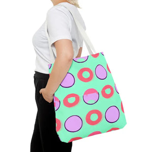 Colorful Circular Pattern Cyan Print Tote Bag - Dipaliz - Bags