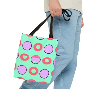 Colorful Circular Pattern Cyan Print Tote Bag - Dipaliz - Bags