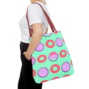 Colorful Circular Pattern Cyan Print Tote Bag - Dipaliz - Bags