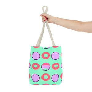 Colorful Circular Pattern Cyan Print Tote Bag - Dipaliz - Bags