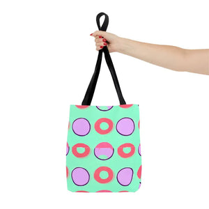 Colorful Circular Pattern Cyan Print Tote Bag - Dipaliz - Bags
