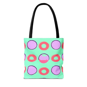 Colorful Circular Pattern Cyan Print Tote Bag - Dipaliz - Bags